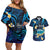 French Polynesia Tetiaroa Atoll Couples Matching Off Shoulder Short Dress and Hawaiian Shirt Polynesian Curves Style