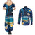 French Polynesia Tetiaroa Atoll Couples Matching Summer Maxi Dress and Long Sleeve Button Shirt Polynesian Curves Style