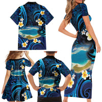 French Polynesia Tetiaroa Atoll Family Matching Short Sleeve Bodycon Dress and Hawaiian Shirt Polynesian Curves Style LT14 - Polynesian Pride