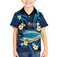 French Polynesia Tetiaroa Atoll Family Matching Short Sleeve Bodycon Dress and Hawaiian Shirt Polynesian Curves Style LT14 Son's Shirt Blue - Polynesian Pride