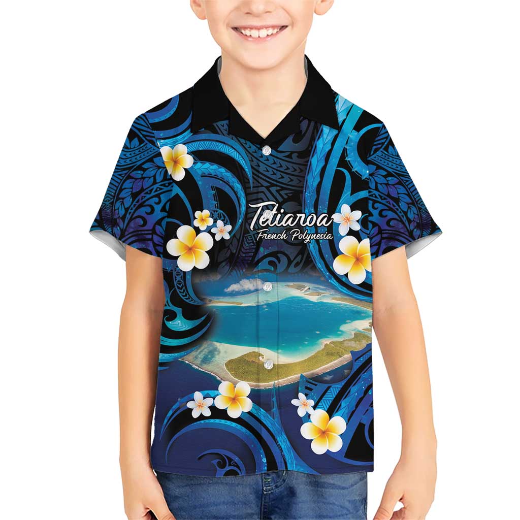 French Polynesia Tetiaroa Atoll Kid Hawaiian Shirt Polynesian Curves Style