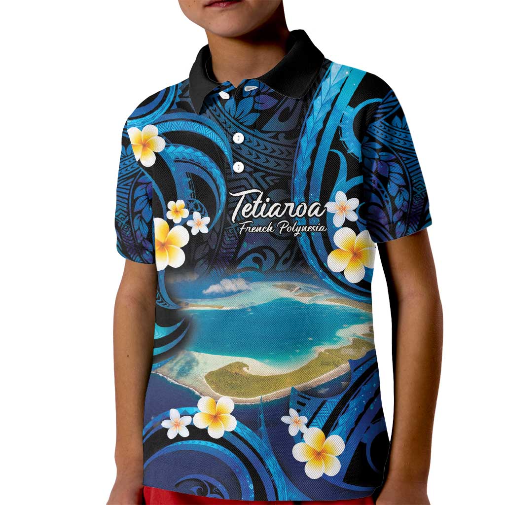 French Polynesia Tetiaroa Atoll Kid Polo Shirt Polynesian Curves Style