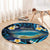 French Polynesia Tetiaroa Atoll Round Carpet Polynesian Curves Style