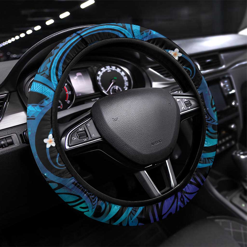 French Polynesia Tetiaroa Atoll Steering Wheel Cover Polynesian Curves Style