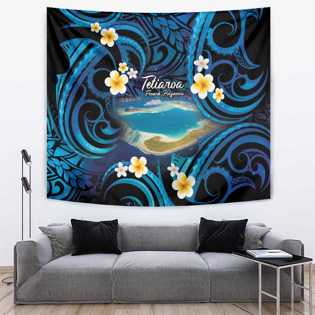 French Polynesia Tetiaroa Atoll Tapestry Polynesian Curves Style