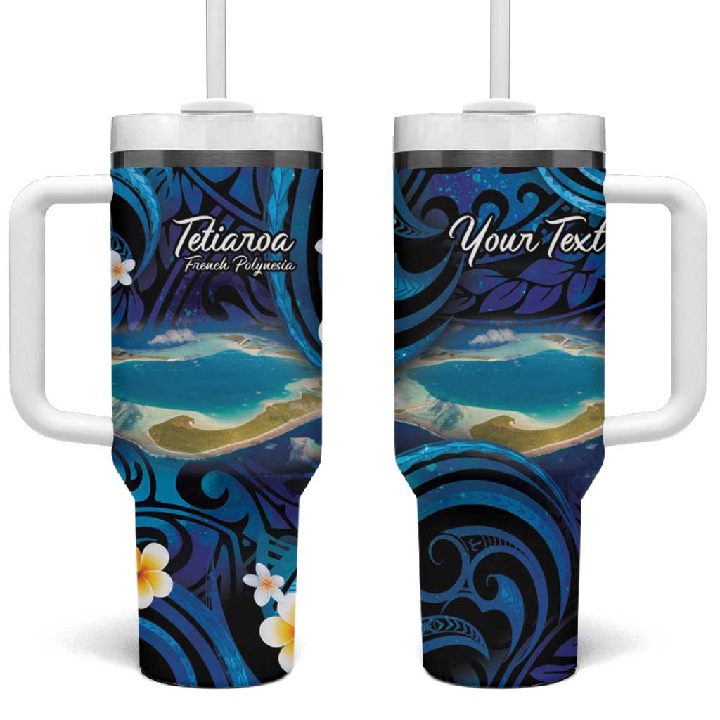 Personalised French Polynesia Tetiaroa Atoll Tumbler With Handle Polynesian Curves Style