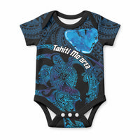 Personalised Tahiti Moorea Atoll Baby Onesie Polynesian Sea Turtle LT14 Blue - Polynesian Pride
