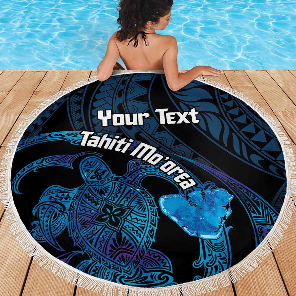 Personalised Tahiti Moorea Atoll Beach Blanket Polynesian Sea Turtle