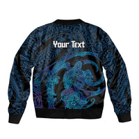 Personalised Tahiti Moorea Atoll Bomber Jacket Polynesian Sea Turtle
