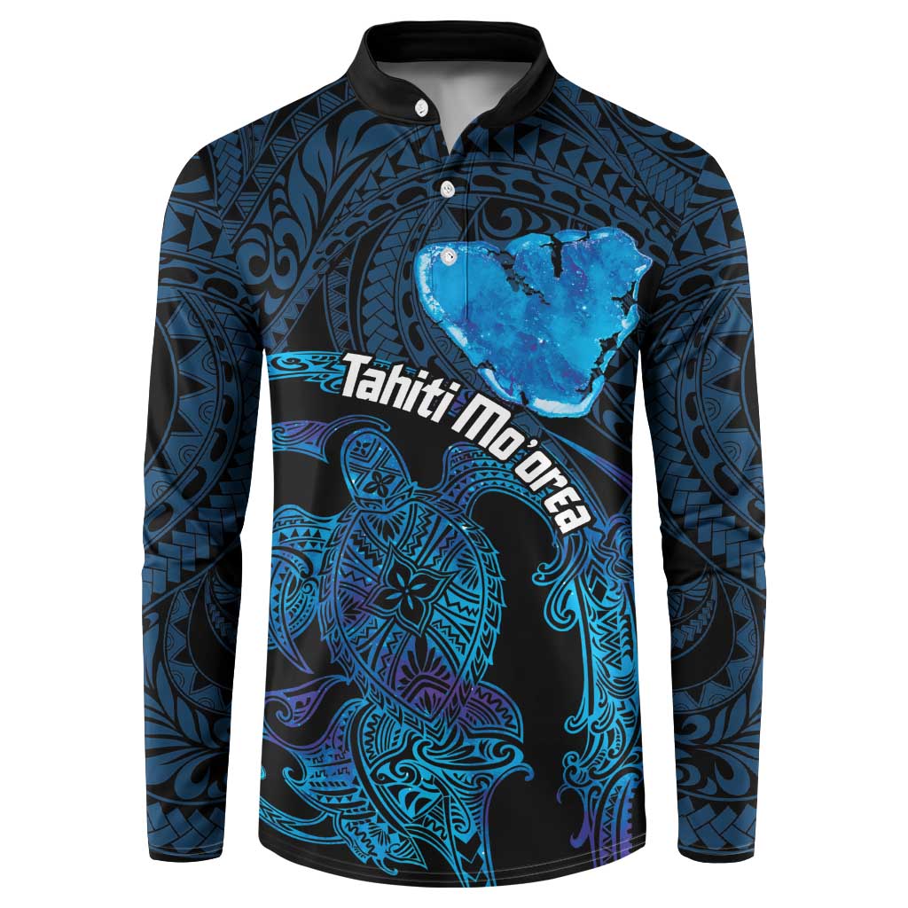 Personalised Tahiti Moorea Atoll Button Sweatshirt Polynesian Sea Turtle