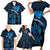 Personalised Tahiti Moorea Atoll Family Matching Short Sleeve Bodycon Dress and Hawaiian Shirt Polynesian Sea Turtle