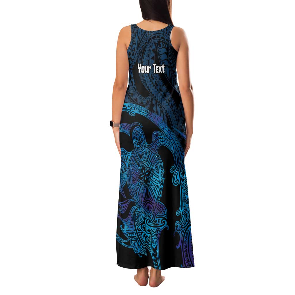 Personalised Tahiti Moorea Atoll Family Matching Tank Maxi Dress and Hawaiian Shirt Polynesian Sea Turtle