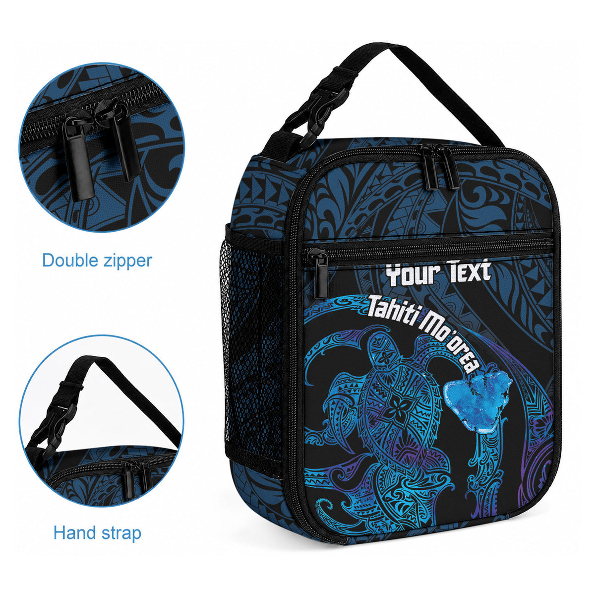 Personalised Tahiti Moorea Atoll Lunch Bag Polynesian Sea Turtle LT14 - Polynesian Pride