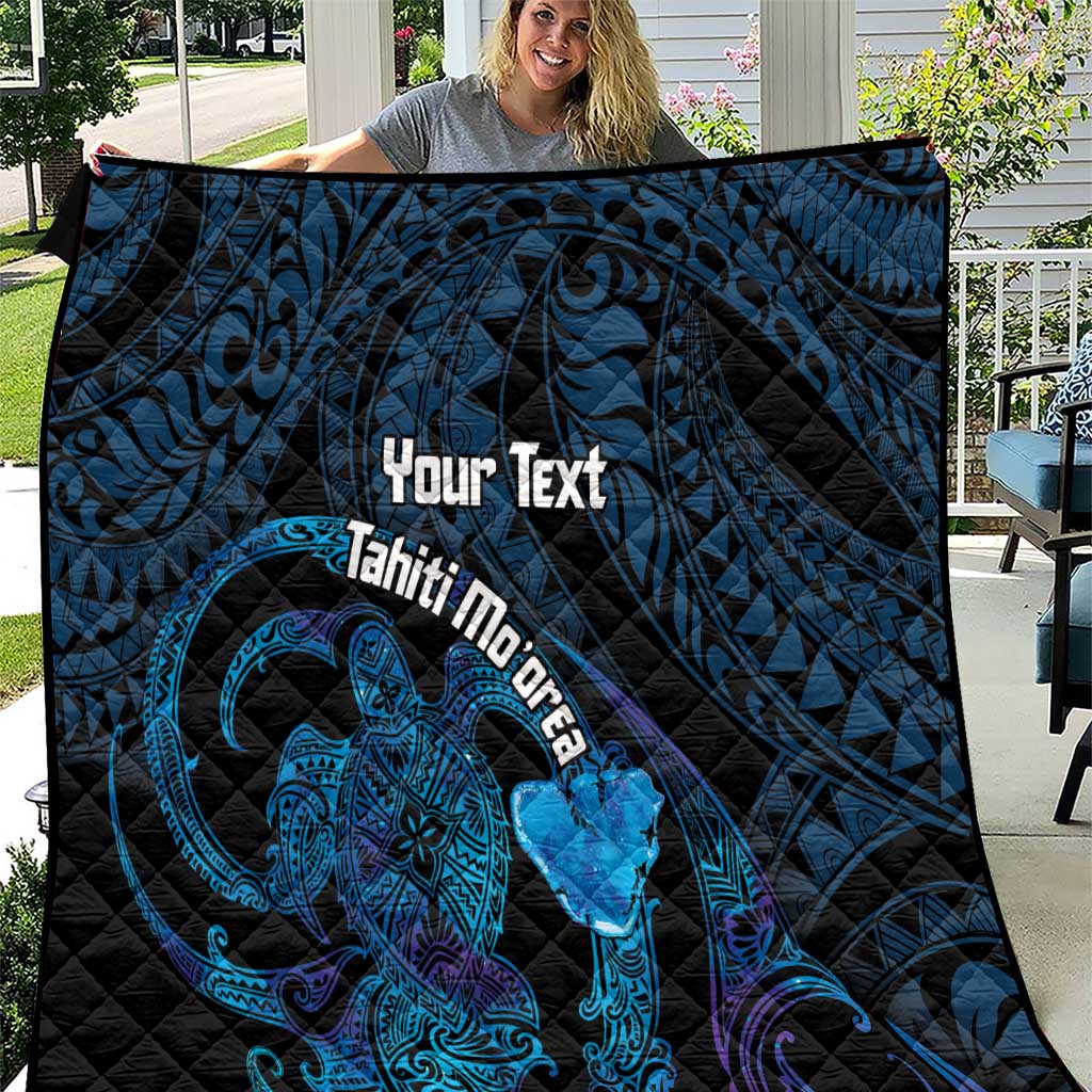 Personalised Tahiti Moorea Atoll Quilt Polynesian Sea Turtle