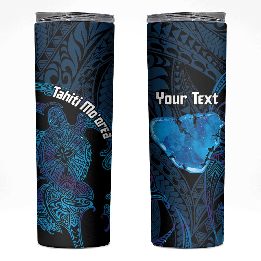 Personalised Tahiti Moorea Atoll Skinny Tumbler Polynesian Sea Turtle