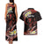 Personalised Tahiti Bora Bora Couples Matching Tank Maxi Dress and Hawaiian Shirt Manta Rays With Polynesian Plumeria