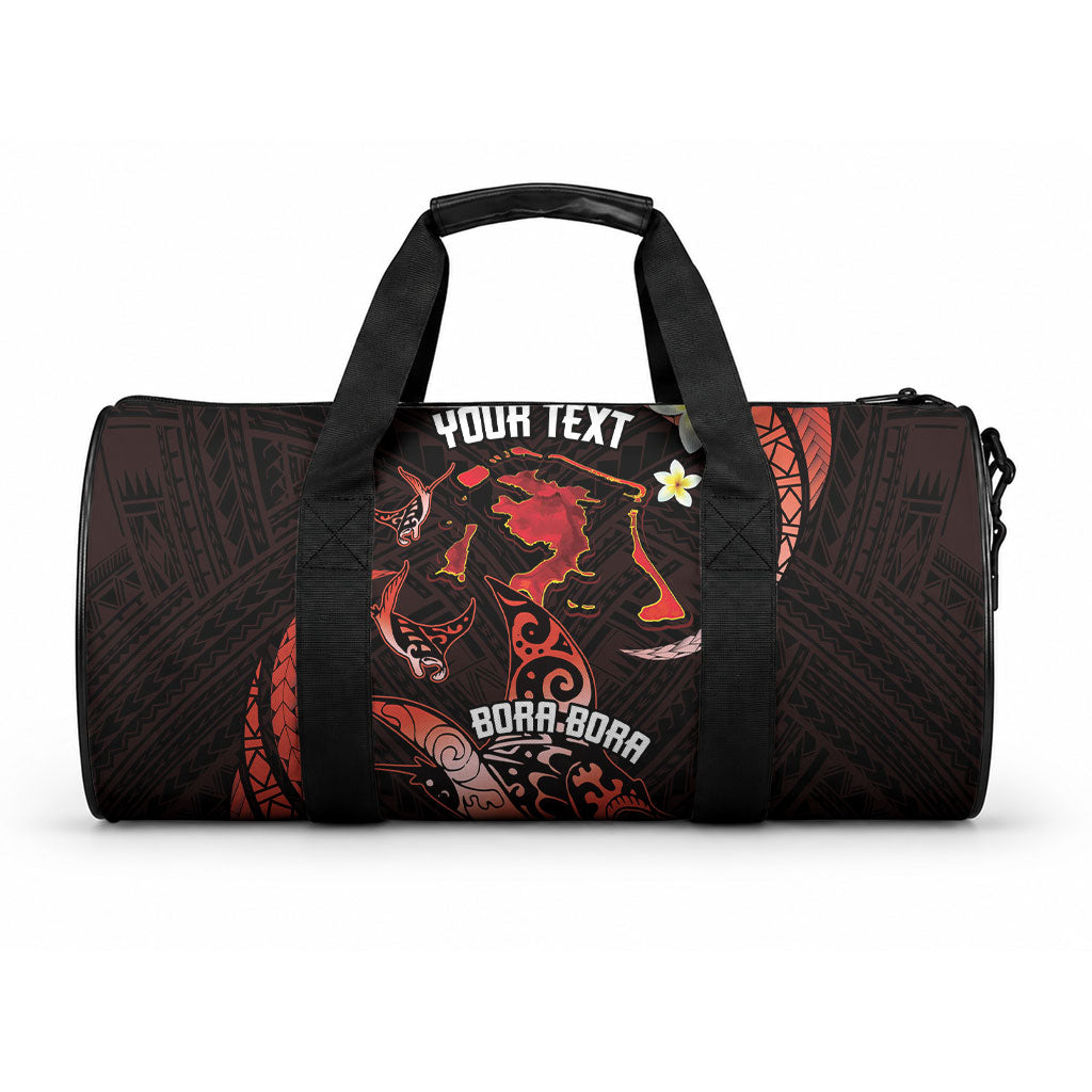 Personalised Tahiti Bora Bora Duffle Bag Manta Rays With Polynesian Plumeria LT14 One size Red - Polynesian Pride