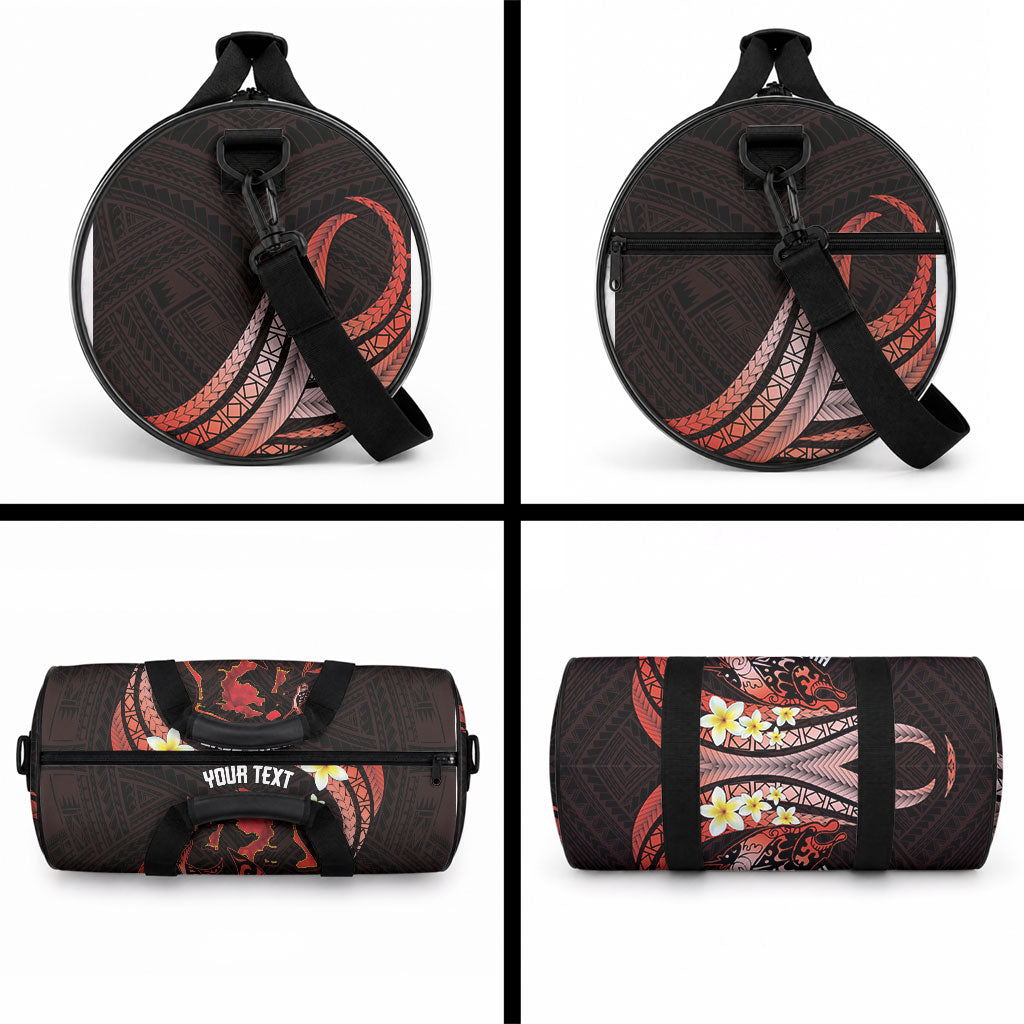 Personalised Tahiti Bora Bora Duffle Bag Manta Rays With Polynesian Plumeria LT14 - Polynesian Pride
