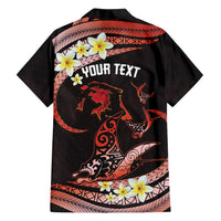 Personalised Tahiti Bora Bora Family Matching Tank Maxi Dress and Hawaiian Shirt Manta Rays With Polynesian Plumeria