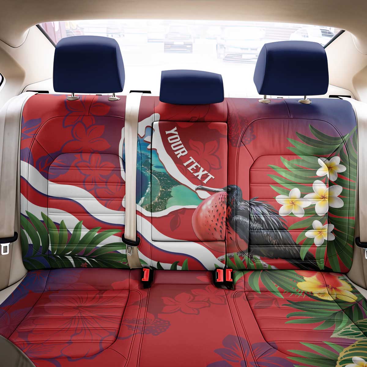 Personalised Kiribati Tarawa Atoll Back Car Seat Cover Frigate Bird With Map Tropical Style