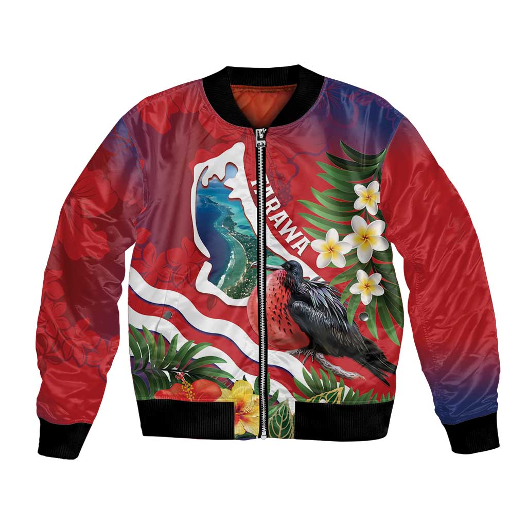 Personalised Kiribati Tarawa Atoll Bomber Jacket Frigate Bird With Map Tropical Style