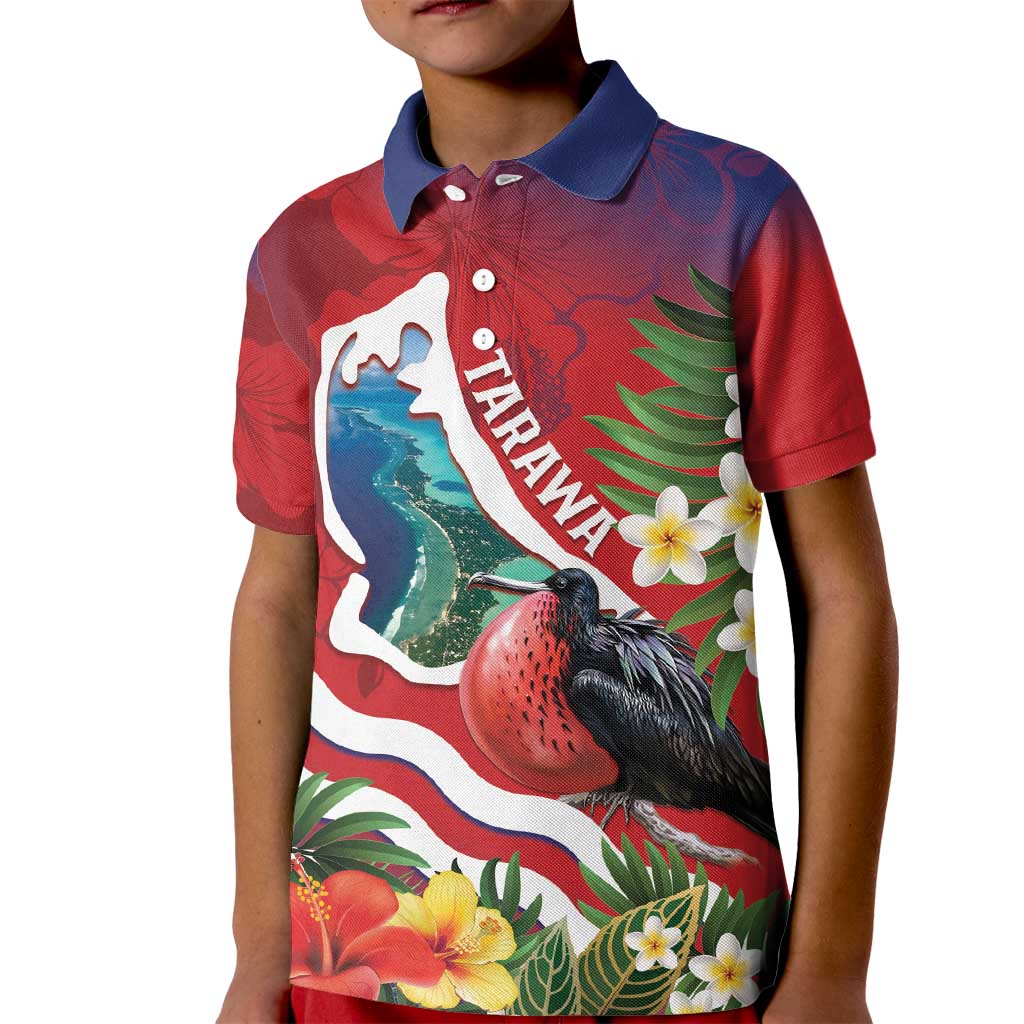 Personalised Kiribati Tarawa Atoll Kid Polo Shirt Frigate Bird With Map Tropical Style