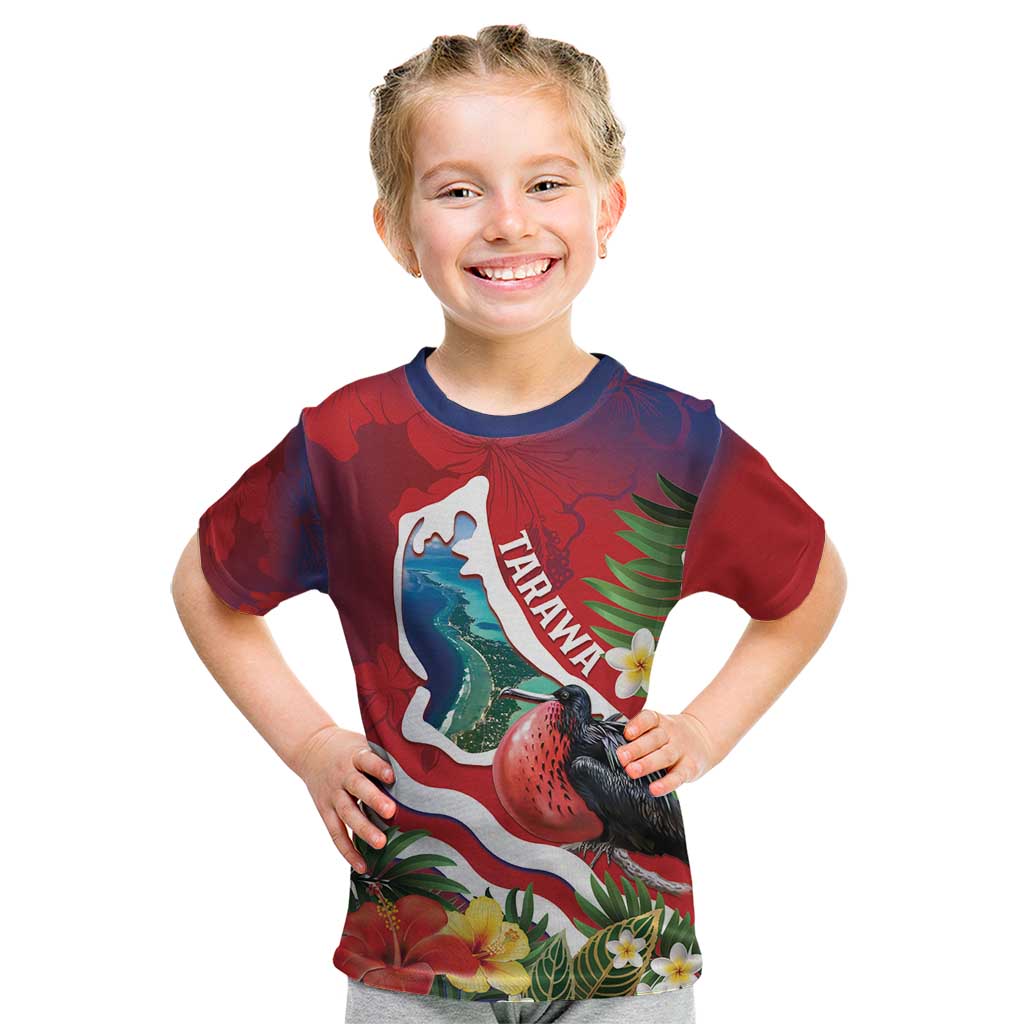 Personalised Kiribati Tarawa Atoll Kid T Shirt Frigate Bird With Map Tropical Style