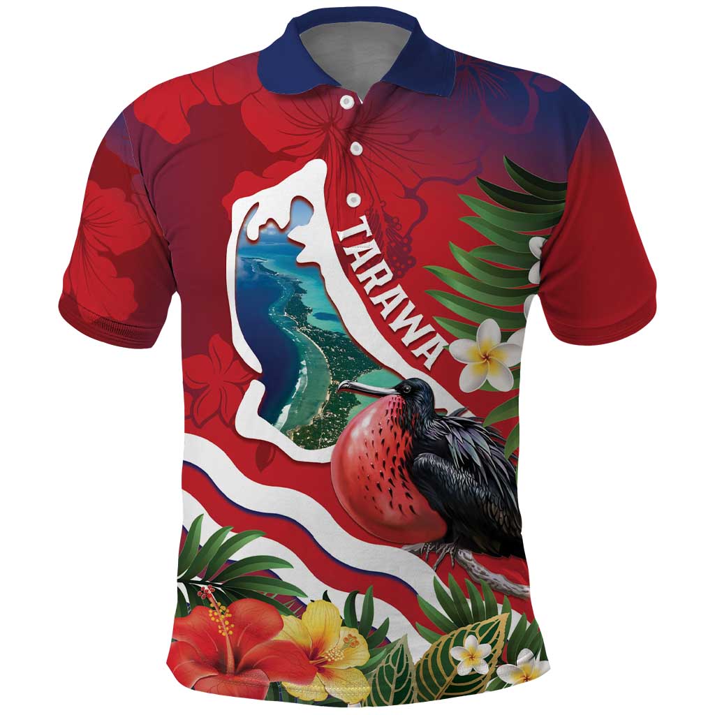 Personalised Kiribati Tarawa Atoll Polo Shirt Frigate Bird With Map Tropical Style