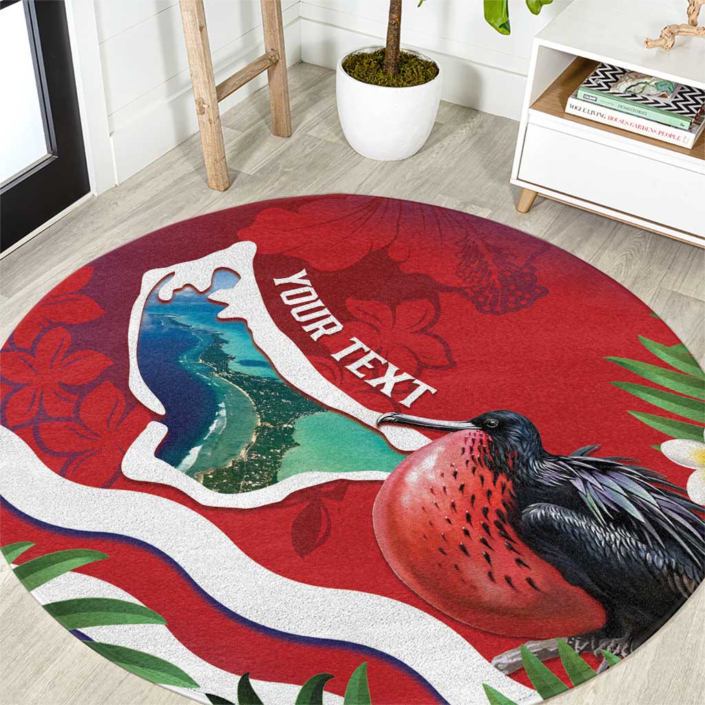 Personalised Kiribati Tarawa Atoll Round Carpet Frigate Bird With Map Tropical Style