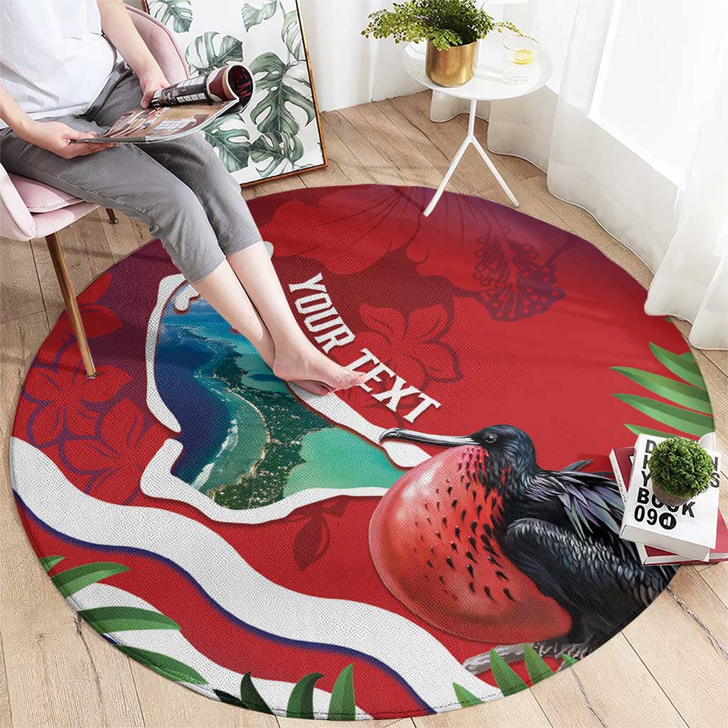 Personalised Kiribati Tarawa Atoll Round Carpet Frigate Bird With Map Tropical Style