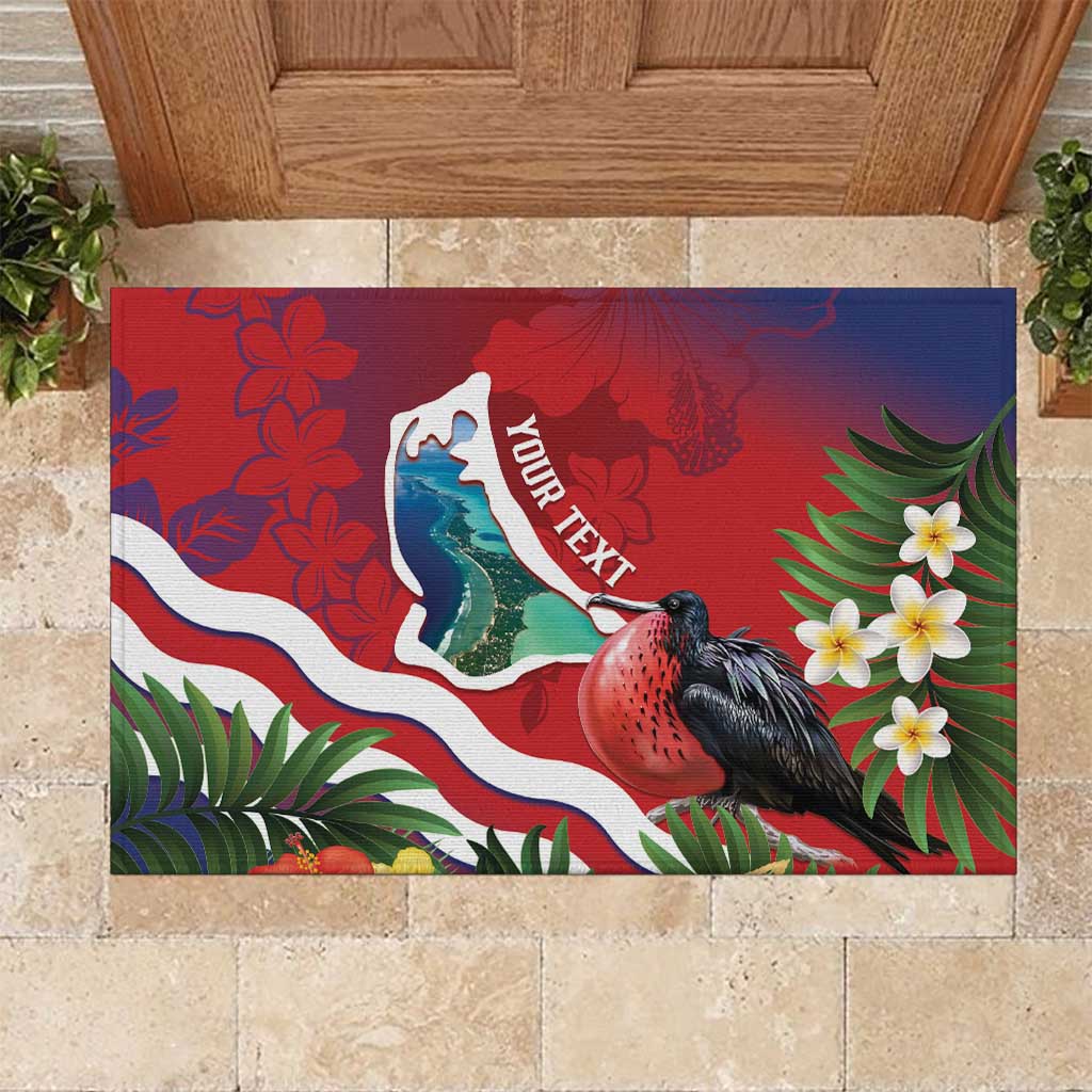 Personalised Kiribati Tarawa Atoll Rubber Doormat Frigate Bird With Map Tropical Style