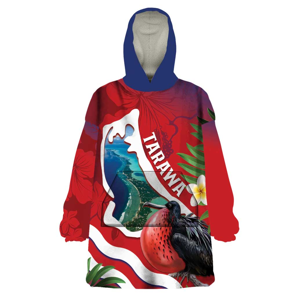 Personalised Kiribati Tarawa Atoll Wearable Blanket Hoodie Frigate Bird With Map Tropical Style