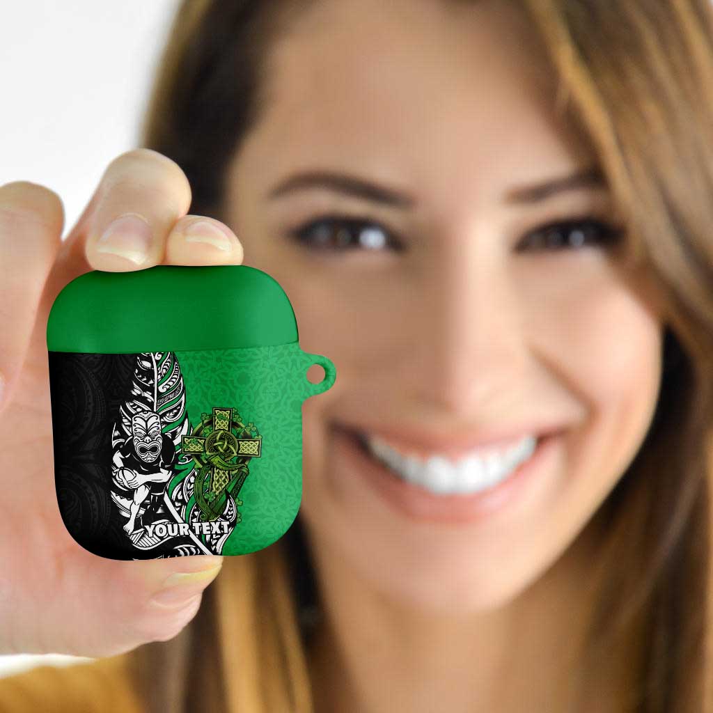 New Zealand and Ireland Rugby Custom AirPods Case Maori Tiki Fern Irish Celtic Cross - Polynesian Pride