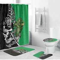 New Zealand and Ireland Rugby Custom Bathroom Set Maori Tiki Fern Irish Celtic Cross - Polynesian Pride