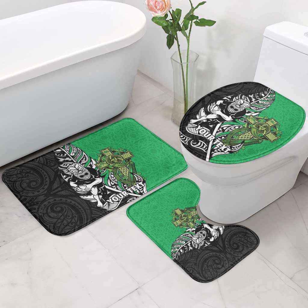 New Zealand and Ireland Rugby Custom Bathroom Set Maori Tiki Fern Irish Celtic Cross - Polynesian Pride