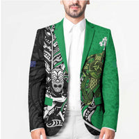 New Zealand and Ireland Rugby Custom Blazer Maori Tiki Fern Irish Celtic Cross - Polynesian Pride