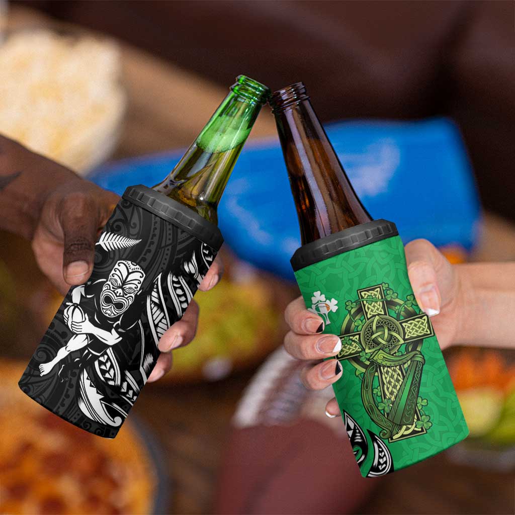 New Zealand and Ireland Rugby 4 in 1 Can Cooler Tumbler Maori Tiki Fern Irish Celtic Cross - Polynesian Pride