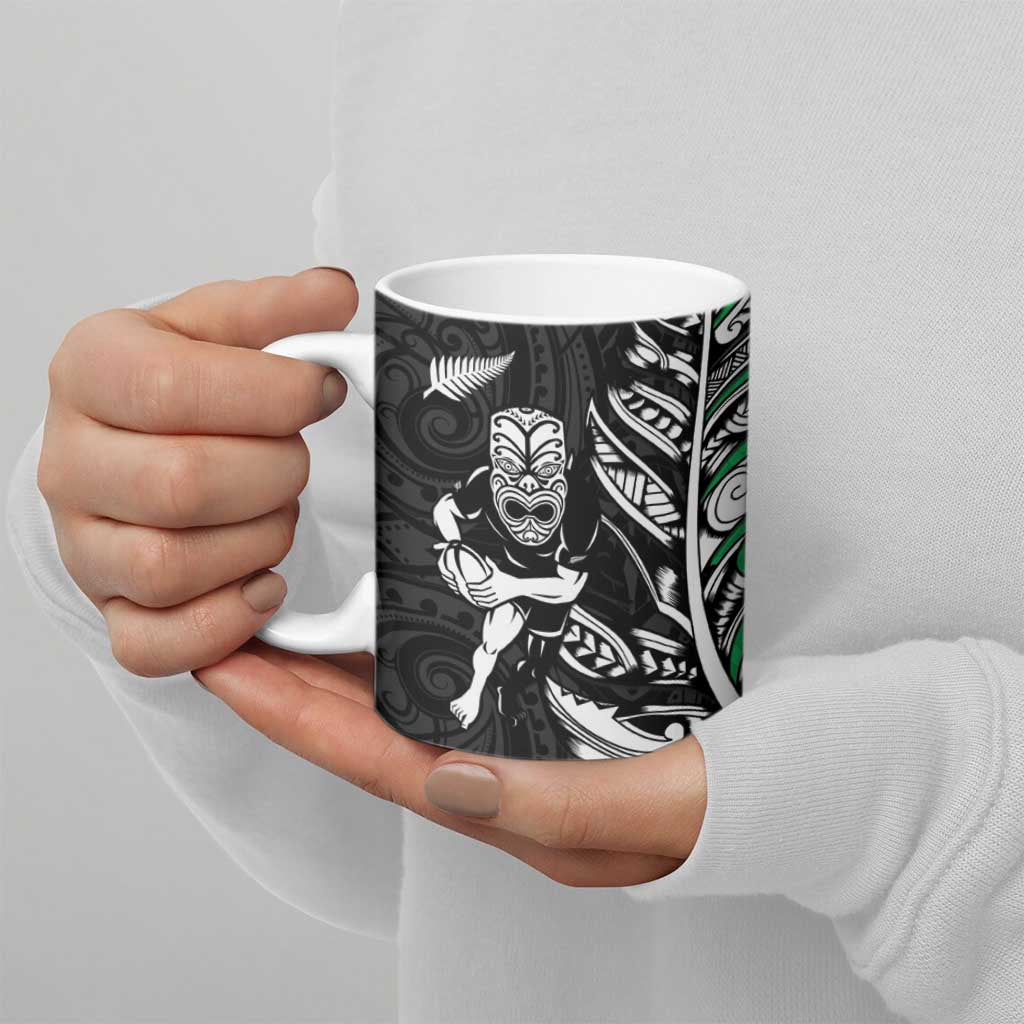 New Zealand and Ireland Rugby Ceramic Mug Maori Tiki Fern Irish Celtic Cross - Polynesian Pride