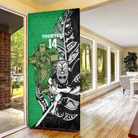 New Zealand and Ireland Rugby Custom Door Cover Maori Tiki Fern Irish Celtic Cross - Polynesian Pride