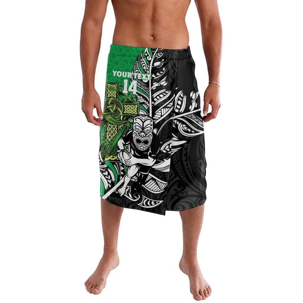 New Zealand and Ireland Rugby Custom Lavalava Maori Tiki Fern Irish Celtic Cross - Polynesian Pride