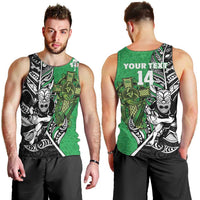 New Zealand and Ireland Rugby Custom Men Tank Top Maori Tiki Fern Irish Celtic Cross - Polynesian Pride