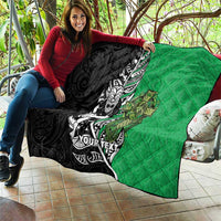 New Zealand and Ireland Rugby Custom Quilt Maori Tiki Fern Irish Celtic Cross - Polynesian Pride