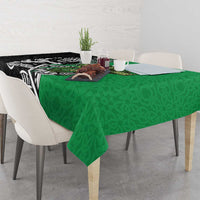 New Zealand and Ireland Rugby Custom Tablecloth Maori Tiki Fern Irish Celtic Cross - Polynesian Pride
