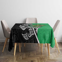 New Zealand and Ireland Rugby Custom Tablecloth Maori Tiki Fern Irish Celtic Cross - Polynesian Pride
