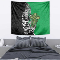 New Zealand and Ireland Rugby Custom Tapestry Maori Tiki Fern Irish Celtic Cross - Polynesian Pride