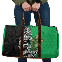 New Zealand and Ireland Rugby Custom Travel Bag Maori Tiki Fern Irish Celtic Cross - Polynesian Pride