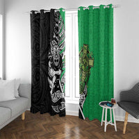 New Zealand and Ireland Rugby Custom Window Curtain Maori Tiki Fern Irish Celtic Cross - Polynesian Pride