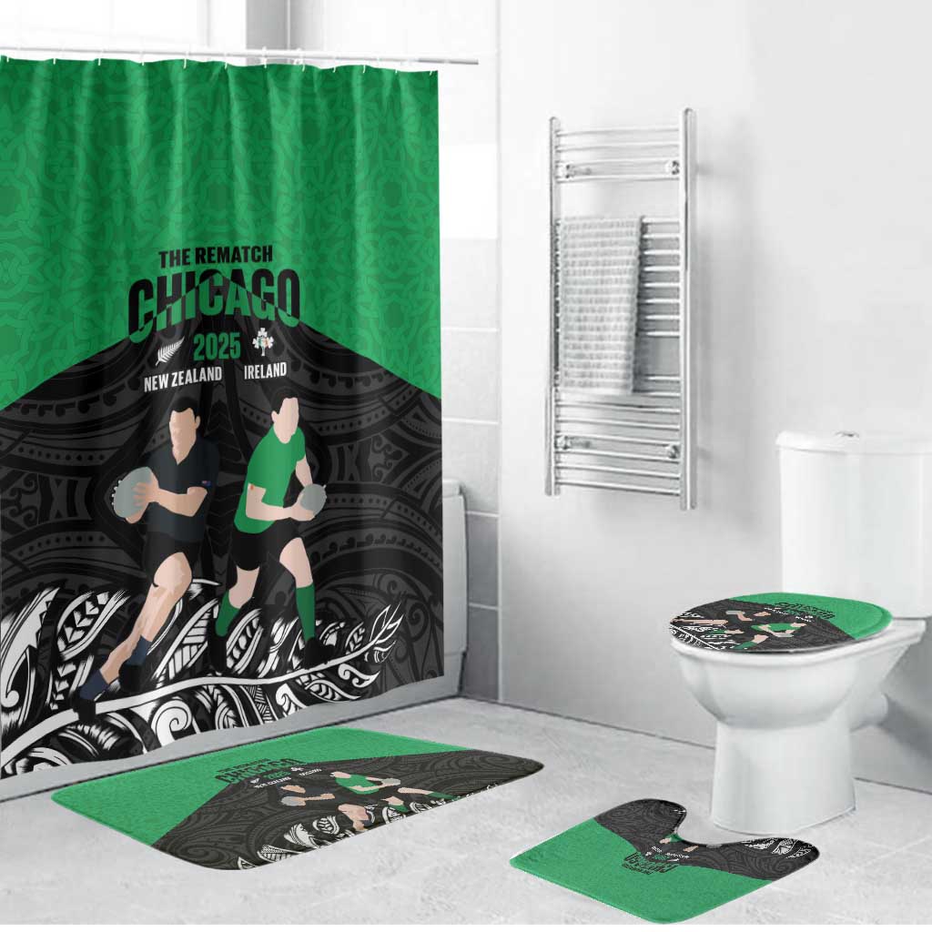New Zealand and Ireland Rugby Bathroom Set Chicago 2025 Go All Black Shamrocks - Polynesian Pride