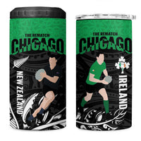 New Zealand and Ireland Rugby 4 in 1 Can Cooler Tumbler Chicago 2025 Go All Black Shamrocks - Polynesian Pride