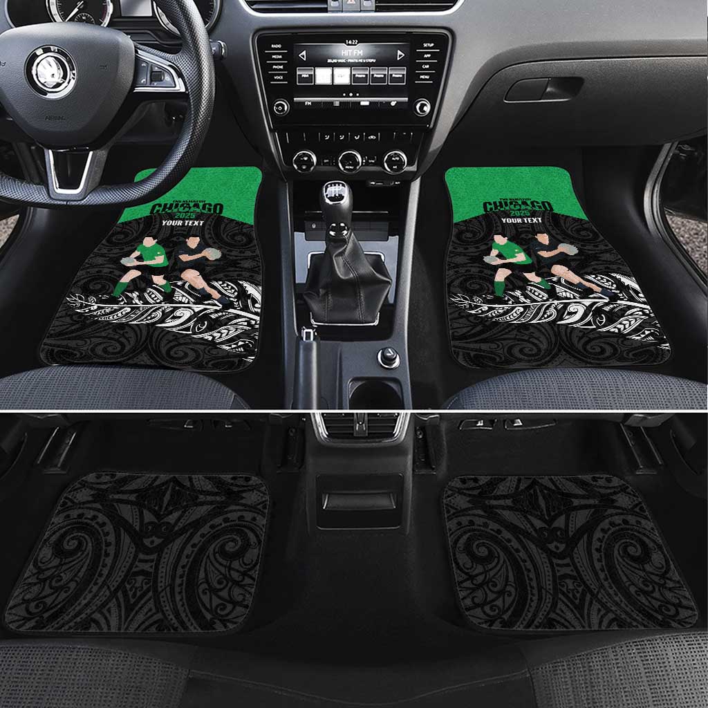 New Zealand and Ireland Rugby Custom Car Mats Chicago 2025 Go All Black Shamrocks - Polynesian Pride